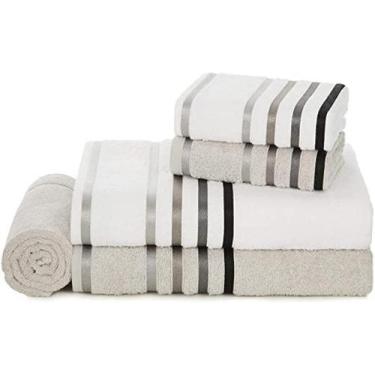 Imagem de Jogo de Toalhas Karsten Fio Penteado Branca e Cinza 5 Peças, Branco,Ci