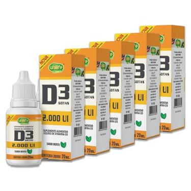 Imagem de Kit 5 Vitamina D3 2.000 Ui Unilife Menta 20ml