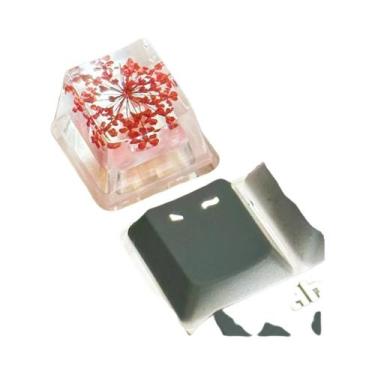 Imagem de Tampa estriada seca original flor real bola de neve teclado mecânico t