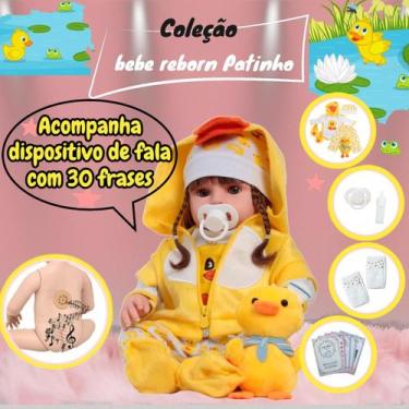 Imagem de Boneca Reborn Bebê Realista Menina Patinho Fala 30 Frases - Cegonha Re