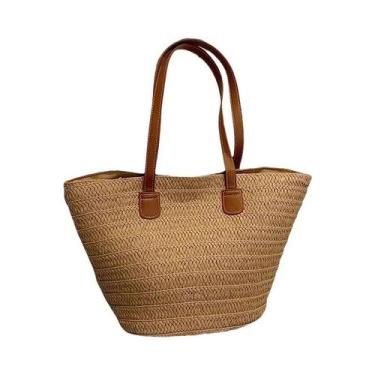 Imagem de Bolsa De Ombro De Palha Trançada Feminina De Grande Capacidade, Moda D