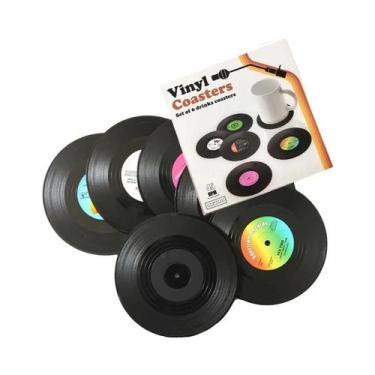 Imagem de Porta-copos De Silicone Antiderrapantes Com Design Retrô De Disco De V