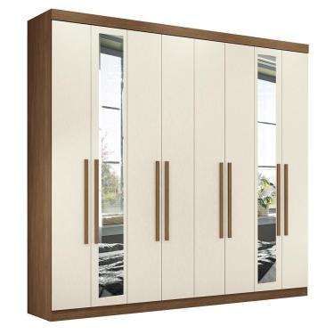 Imagem de Guarda Roupa Casal Master New 8.4 8 Portas de Bater 4 Gavetas MDP com Espelho Jatobá-Ar...