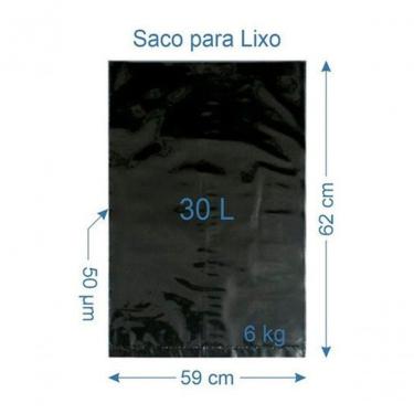Imagem de Saco para Lixo 30 Litros para Descarte de Resíduos em Plástico Reciclado Reforçado Doméstico Preto