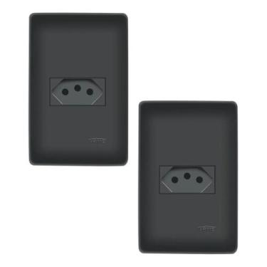 Imagem de Kit 2 Tomadas Duplas Fame 10A Habitat Black 4x2