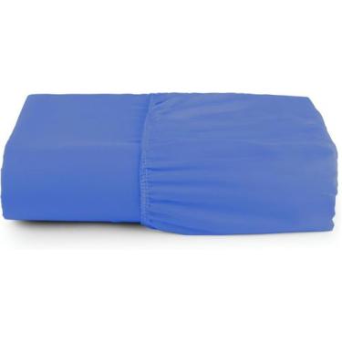 Imagem de Lençol Viúva 188x108x25 Micro Percal 400 Fios Azul - MRR CONFECÇÕES E 