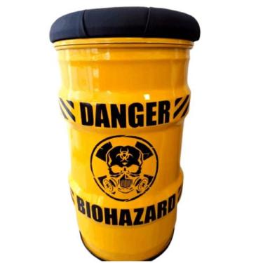 Imagem de Banco tambor danger skull tonel banqueta - EMPORIO CANTO DO CHURRASCO