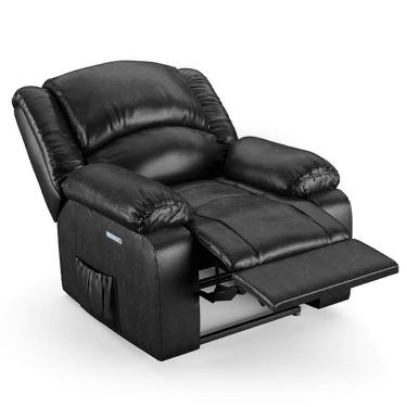 Imagem de Poltrona Do Papai Reclinável Pietra Elétrica Led Fh9 Pu Preto Brilho - Mpozenato