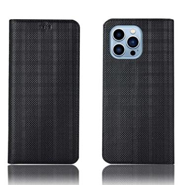 Imagem de LAHappyL Capa para iPhone 13 Pro Max/13 Pro/13/13 Mini, capa carteira de couro legítimo luxuosa, capa flip com compartimentos para cartões, suporte, fecho magnético, preto, 13 Pro 6,1 polegadas