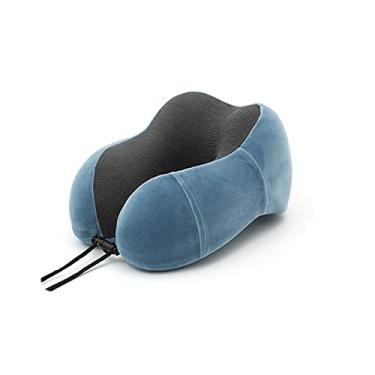 Imagem de Travesseiro Apoio Encosto de Pescoço Silent para Viagem Ergonômico em Forma de U - Travesseiro,ótimo para viajar,dormir, relaxar em casa e no trabalho (Azul Claro)