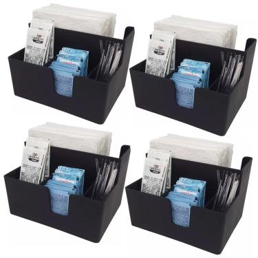 Imagem de Kit 4 Porta Sachês Guardanapos Açúcar Organizadores Bancada Preto
