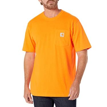 Imagem de Carhartt Camiseta masculina de manga curta com bolso e ajuste solto, Laranja (brite Orange), M