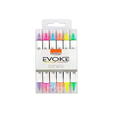 Imagem de Marcador Artístico Evoke Dual Brush Pen Neon Blister com 6 Cores, BRW