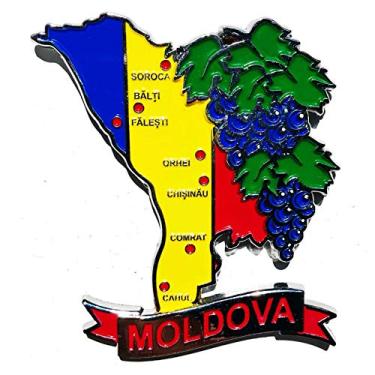 Imagem de Imã Moldávia – Imã Mapa Moldávia Bandeira Cidades Símbolos - Mapa Mundi Magnético - Imã Geladeira Moldávia