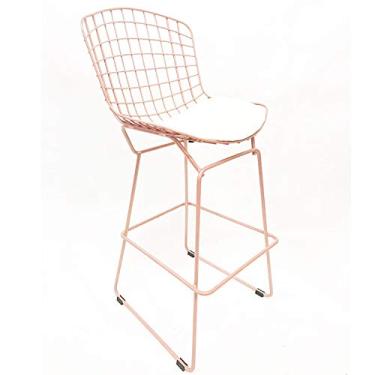 Imagem de Banqueta BERTÓIA cor Rosê assento branco altura 70cm - Poltronas do Sul