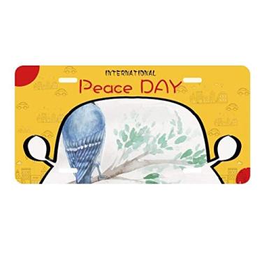 Imagem de DIYthinker Placa de carro papagaio azul folha de galho etiqueta decoração de carro dia da paz