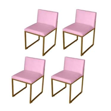 Imagem de Kit 4 Cadeiras Jantar Metálica Dourado Suede Vittar - Mafer - Móveis M