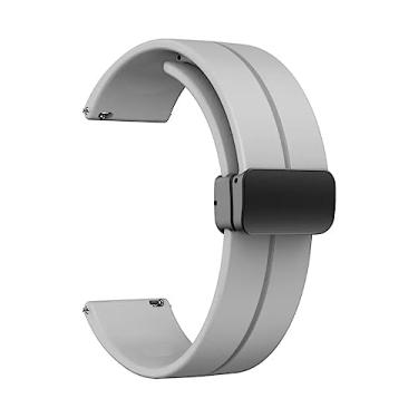 Imagem de Pulseira 22mm Silicone Fecho Magnetico Preto LTIMPORTS, compativel com Samsung Galaxy Watch 3 45mm - Galaxy Watch Lte 46mm Sm-R800 - Gear S3 Frontier - Amazfit GTR 2, 3 e 4 (Cinza)