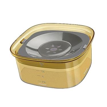 Imagem de WeiLaiKeQi Tigela de água para cães, bebedor de água para animais de estimação, sem derramamento, viagem, bebida lenta, grande capacidade, 2L, comedouro lento, AMARELO