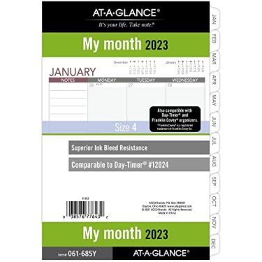 Imagem de Refil mensal de agenda 2023 da AT-A-GLANCE, 12024 Day-Timer, 13,8 cm x 21,5 cm, tamanho 4, tamanho de mesa, folha solta (061-685Y)