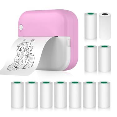 Imagem de Daconovo impressora térmica multifuncional portátil, fabricante de adesivos, foto instantânea, impressão sem tinta, suporte para conexão BT para smartphone com 1 rolo de papel 57 mm + 10 rolos de IY