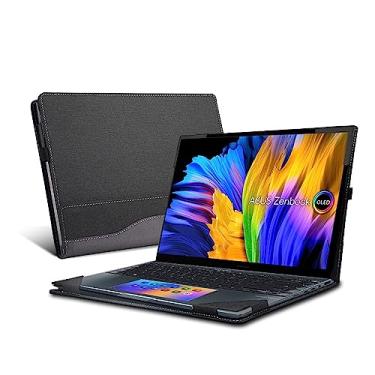 Imagem de Capa para laptop ASUS ASUS Zenbook 14X OLED UX5401|UX5401ZA|UX5400|UX5400ZB | UX5400ZF|Capa para laptop de 14 polegadas (verifique a tabela do modelo) Capa de bolso interno de couro PU (cinza)