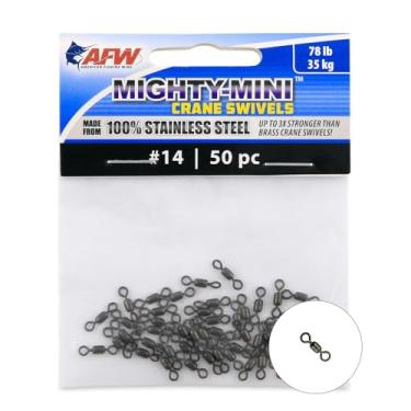 Imagem de American Fishing Wire Mighty Mini guindaste giratório (100% de aço inoxidável), cor preta, tamanho 14, teste de 35 kg, 50 peças