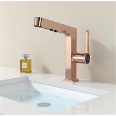 Imagem de Torneira de lavatório com visor digital inteligente Torneira de lavatório LED, torneira de pia misturadora de água, torneira de pia de lavatório de banheiro (Cor: Sem exibição digital RG)