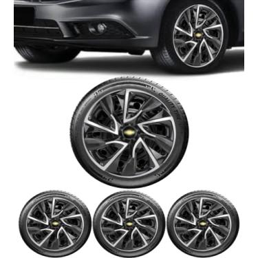 Imagem de Jogo 4 Calotas Esportivas DS4 Preto/Prata aro 15 CHEVR Onix Prisma Spin Agile Cobalt Sonic Montana Meriva Zafira Corsa Hatch Sedan Classic Joy Maxx Premium