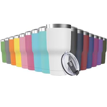 Imagem de Deitybless Caneca de viagem de aço inoxidável de 890 ml com tampa, pacote com 16 copos isolados a vácuo de parede dupla, copo de café revestido com pó adequado para porta-copos de veículos