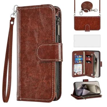 Imagem de Asuwish Capa de celular para Samsung Galaxy S24 Ultra 5G carteira com protetor de tela, alça transversal flip zíper suporte para cartão de crédito TPU slot suporte S24Ultra 24S S 24 24Ultra mulheres