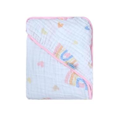Imagem de Toalha De Banho Bebê Menino e Menina Soft Super Absorvente C/Capuz Baby Joy (Arco Iris Mágico)