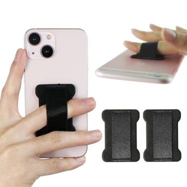 Imagem de WOJI Suporte de alça de dedo para celular, alça de telefone, suporte de telefone para mão - pequeno, novo e fino alça de dedo para selfie compatível com a maioria dos smartphones (preto) - pacote com