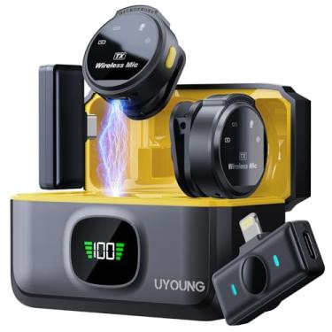 Imagem de Microfone de lapela sem fio para iPhone/iPad/Android/PC dispositivos com Lightning/USB-C, mini microfone com cancelamento de ruído para gravação de vídeo, streaming, entrevista, conferência, vlog,