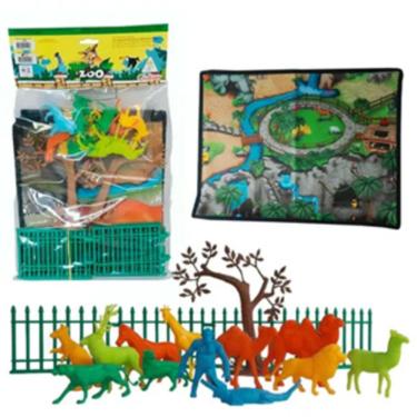 Imagem de Gulliver Playset Tapete Pequeno Zoológico Figuras, Arvore e Cercas