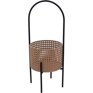 Imagem de Cachepô Metal 50x18x18cm Bege Vaso Decorativo Planta