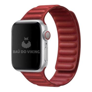 Imagem de Pulseira Couro Link Compatível com Apple Watch 38mm 40mm Vermelha - Ba