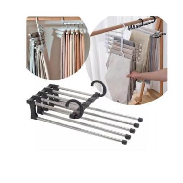 Imagem de Organizador Inox Retrátil 5 Divisórias para Calças e Saias - Monac