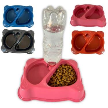 Imagem de Comedouro Duplo Para Cães Ou Gato - 2D Pet tamanho pequeno 500ml, Azul