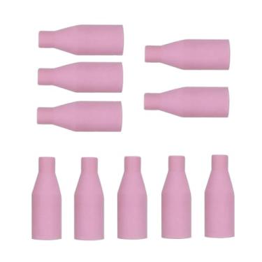 Imagem de Bocais de cerâmica para soldador Mig MB15 15AK consumíveis sem gás MIG/MAG consumíveis de tocha de soldagem MIG Dicas de contato Máquina de solda MIG 10 peças (rosa)