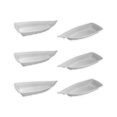 Imagem de Kit 6 Barcos Acaí Sushi 22X10X3,5Cm Pequeno Branco 150Ml - Três Triâng