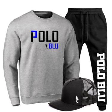 Imagem de Conjunto Moletom Casual Masculino Sem Capuz + Boné Dia a Dia - Polo Bl