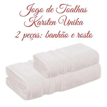 Imagem de Jogo de Toalhas 2 Peças Banhão e Rosto Brancas Karsten Unika