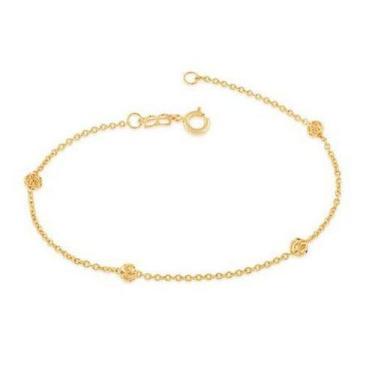 Imagem de Pulseira banhado ouro 3x 24k 18k e 22k feminina bolinha fio cadeado co