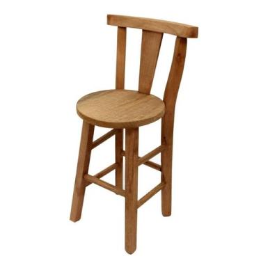 Imagem de Banqueta de Madeira Com Cera - Baixa Com Encosto -Redonda - Veneri  (V