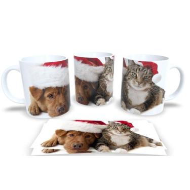 Imagem de Canecas de Porcelana Personalizadas Natal Animal - Estampa Sublimada, 