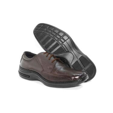 Imagem de Sapato Social Casual Masculino Homem Confort Marrom Ortopédico Couro P
