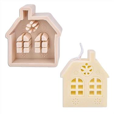 Imagem de Tone Fun Moldes de silicone em forma de casa de Natal para fazer velas, resina, velas de aromaterapia, sabonete de cera artesanal, decoração de casa, artesanato
