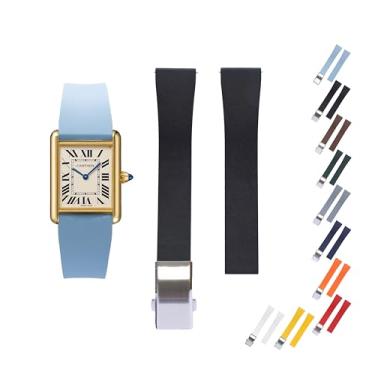 Imagem de Pulseira de borracha de liberação rápida para relógios Cartier, pulseira de borracha FKM para relógios Cartier Santos, várias cores (19 mm, preto)