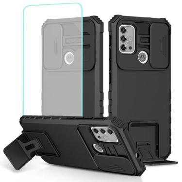 Imagem de Tothedu Capa para Moto G30/Moto G10/Moto G20 XT2129-1 XT2127-2 com protetor de tela de vidro temperado e capa de câmera deslizante, capa protetora de telefone resistente com suporte para Motorola Moto